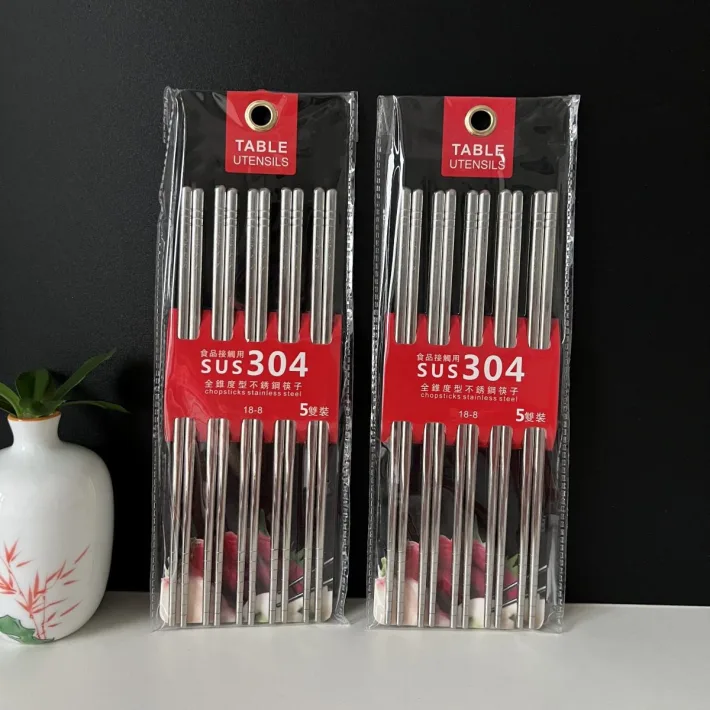 18-8 - Set x 5 Pares de Palitos de Acero Inoxidable Orientales