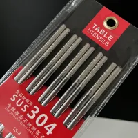 18-8 - Set x 5 Pares de Palitos de Acero Inoxidable Orientales