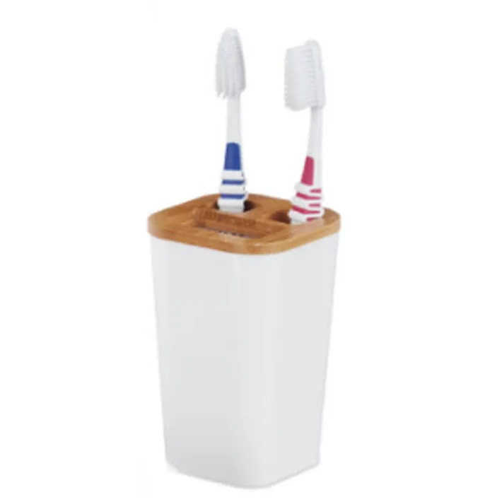 2013-W - Vaso Porta Cepillos con Divisiones Bambu Línea Bianca
