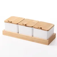 2617 - Set de 3 Especieros con Cucharitas Con Base de Madera