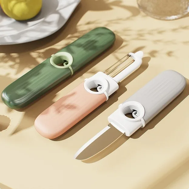 6021 - Pelador + Cuchillo Portátil de Acero Inoxidable - 18.2*4*2cm