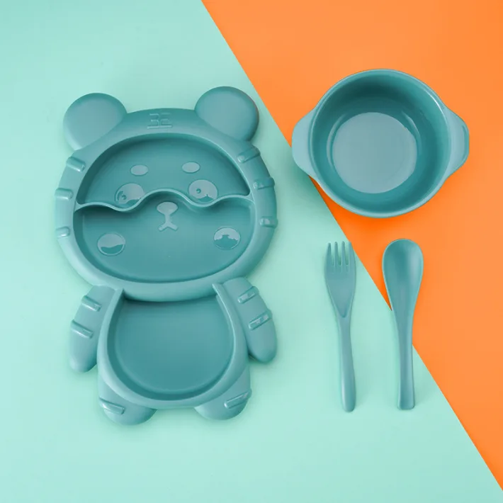7707-P - Bandeja Plato con Divisiones Infantil Diseño Osito + Cubiertos
