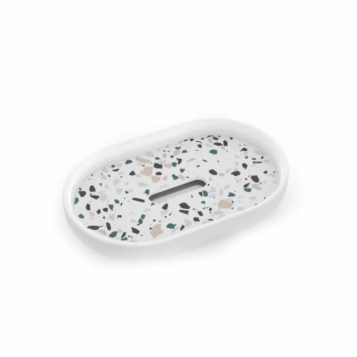 8034Y-6 - Set de Baño Línea Piedras Terrazo - 6 pzas