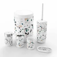 8034Y-6 - Set de Baño Línea Piedras Terrazo - 6 pzas