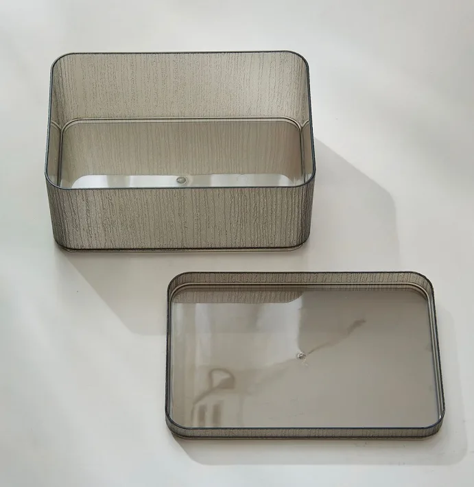 8087 - Caja de Almacenamiento Acrílico con Tapa Gris M - 22*15*10.5cm