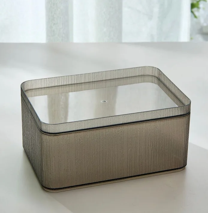 8087 - Caja de Almacenamiento Acrílico con Tapa Gris M - 22*15*10.5cm