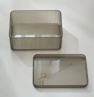 8087 - Caja de Almacenamiento Acrílico con Tapa Gris M - 22*15*10.5cm