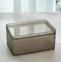 8087 - Caja de Almacenamiento Acrílico con Tapa Gris M - 22*15*10.5cm