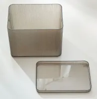 8088 - Caja de Almacenamiento Acrílico con Tapa Gris L - 22*15*18.5cm
