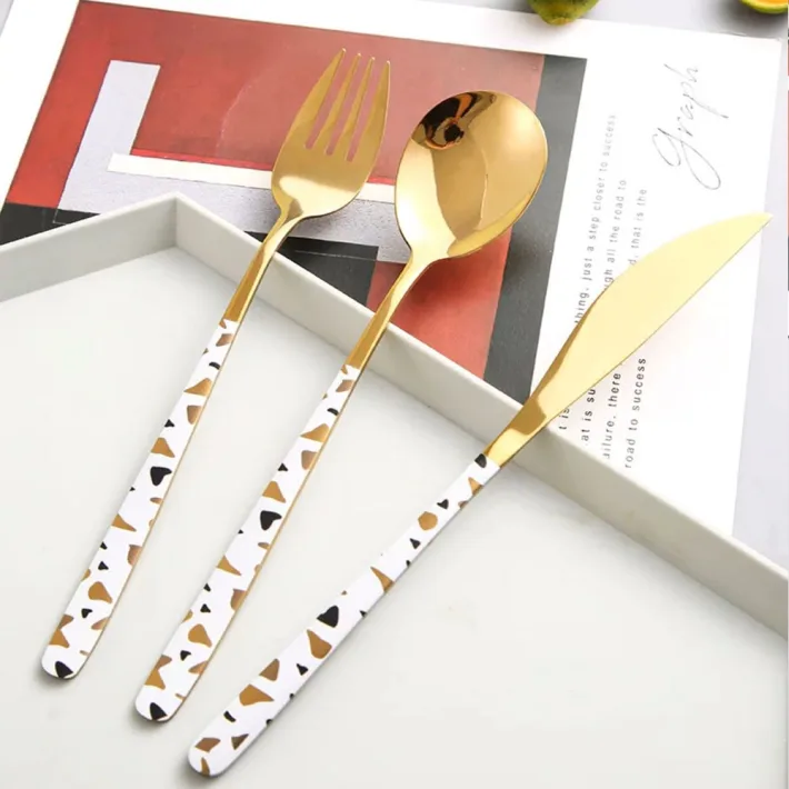 A34ZCSBJ - Set de Cubiertos de Acero Diseño Minimalista Premium White