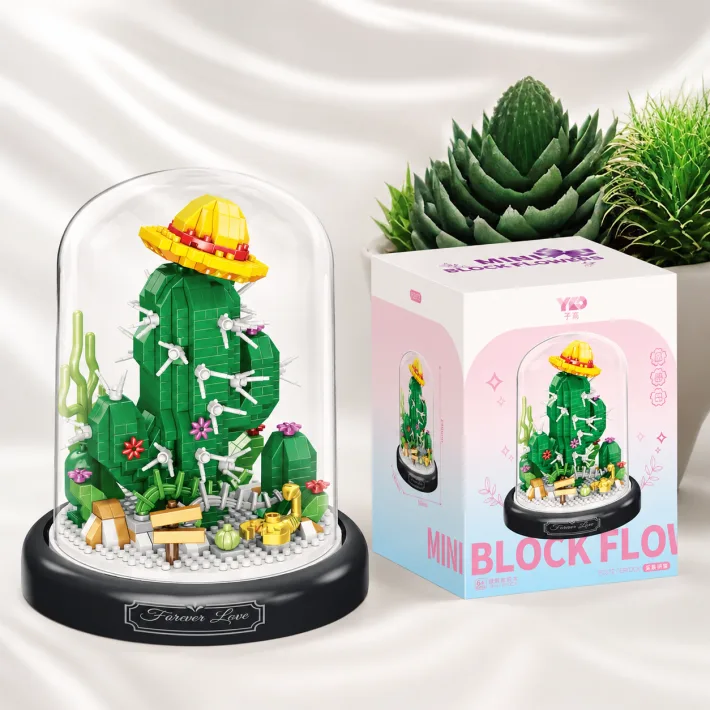 Bloques Para Armar Cactus+ Exibidor Acrilico - 670 Piezas 
