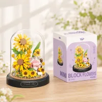 Bloques Para Armar Girasol Granja + Exibidor Acrilico - 577 Piezas