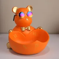 BYX8467-B - Mr. Bear Glasses Orange Decorativo de Resina de Almacenamiento +