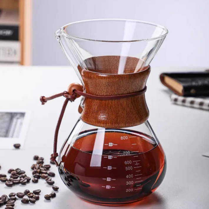  Cafetera de Vidrio Borosilicato Clásica con Filtro 800ML