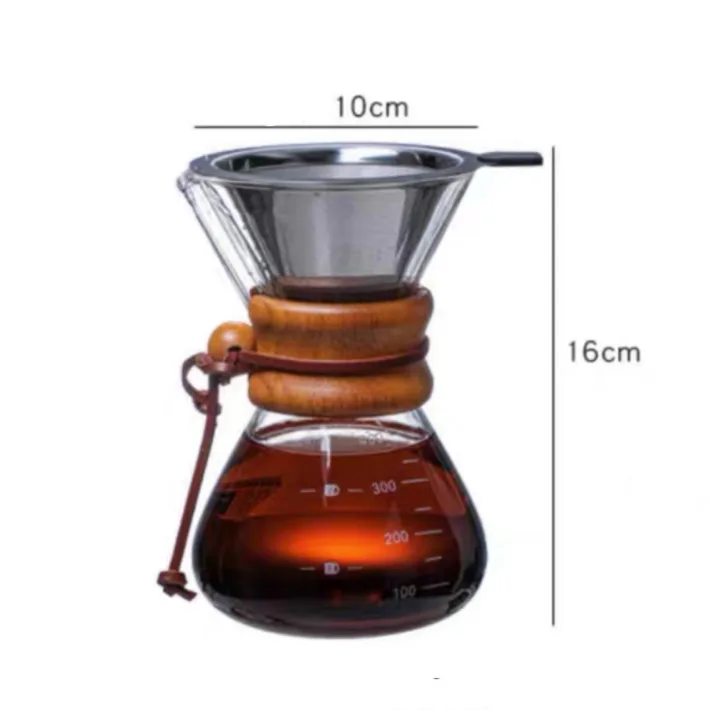Cafetera de Vidrio Borosilicato Clásica con Filtro -400ml