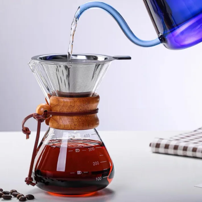 Cafetera de Vidrio Borosilicato Clásica con Filtro -400ml