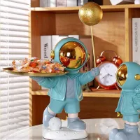 CX57-A - BB. Astronauta Decorativo Turquesa+ Bandeja - 35cm de Altura