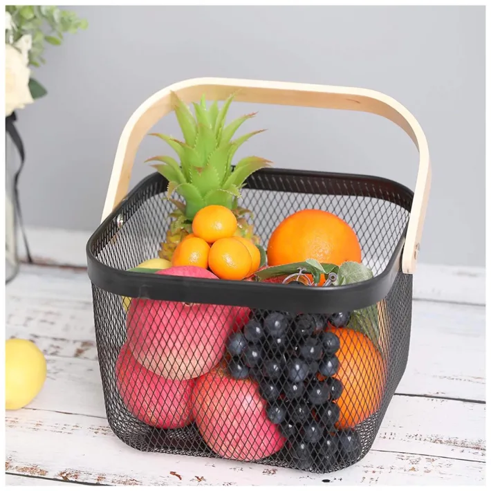 DYZ-LZ-001 - Cesta de Metal con Manija de Madera