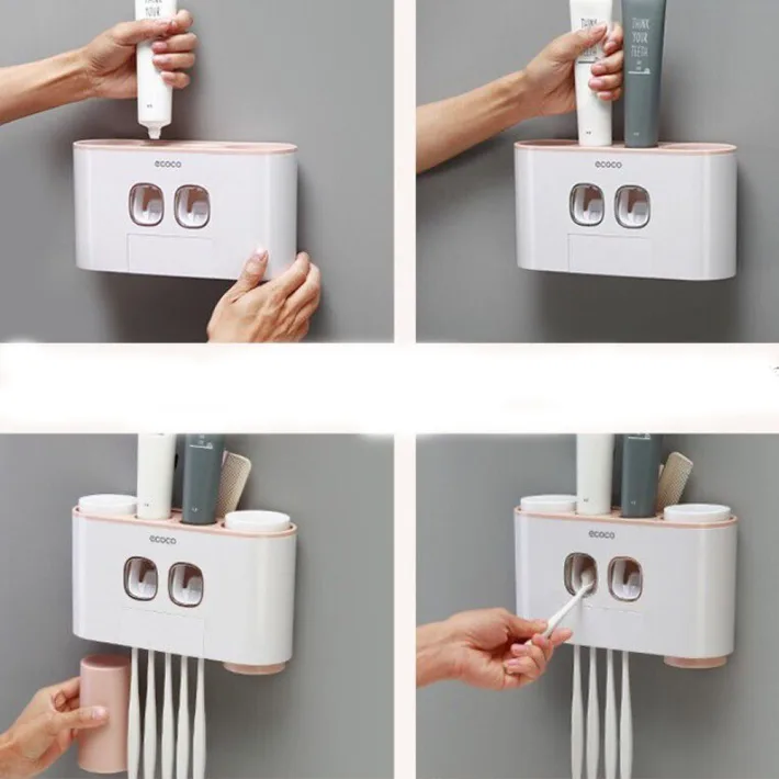 Organizador/Exprimidor Automático de Pasta Dental con Adhesivo + 4