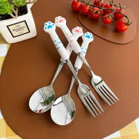 F20 - Set de Cubiertos de Acero Inoxidable  Cute Cat - 23.1*7.1cm