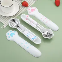 F20 - Set de Cubiertos de Acero Inoxidable  Cute Cat - 23.1*7.1cm