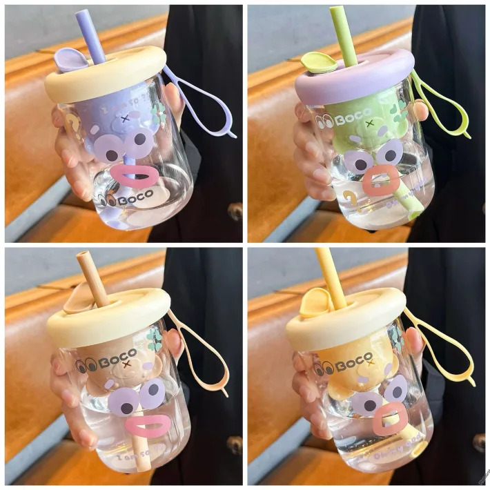 GP-4050 - Vaso de Vidrio Para Hacer Te + Sorbete Diseño Bear - 480ml