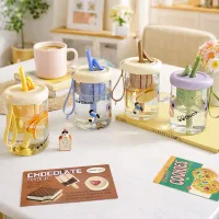 GP-4050 - Vaso de Vidrio Para Hacer Te + Sorbete Diseño Bear - 480ml