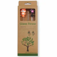 Set de Sorbetes de Vidrio Eco Friendly + Limpiador con Tapas de Silicona Con