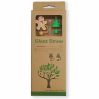 Set de Sorbetes de Vidrio Eco Friendly + Limpiador con Tapas de Silicona Con