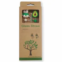 Set de Sorbetes de Vidrio Eco Friendly + Limpiador con Tapas de Silicona Con