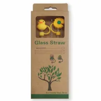 Set de Sorbetes de Vidrio Eco Friendly + Limpiador con Tapas de Silicona Con
