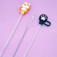Set de Sorbetes de Vidrio Eco Friendly + Limpiador con Tapas de Silicona Con