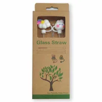 Set de Sorbetes de Vidrio Eco Friendly + Limpiador con Tapas de Silicona Con