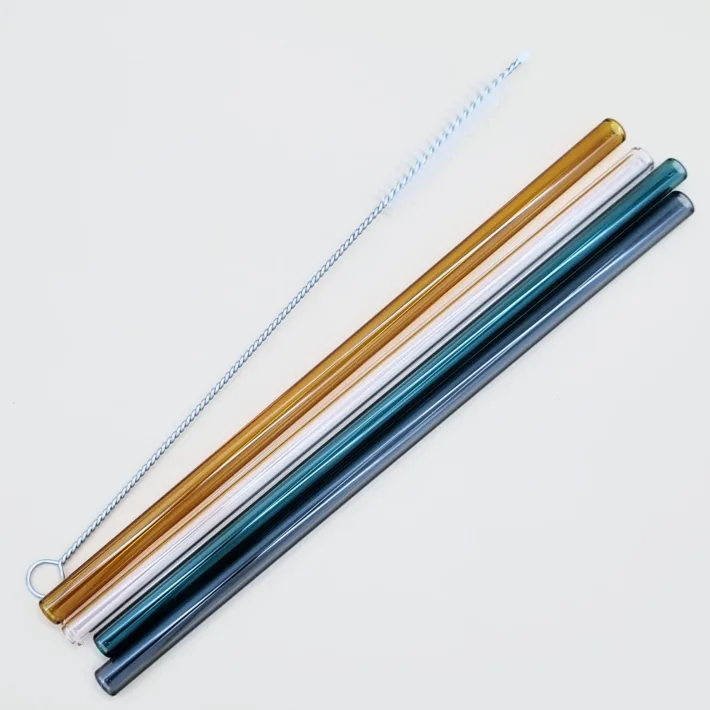 Set de Sorbetes de Vidrio Eco Friendly + Limpiador Colores