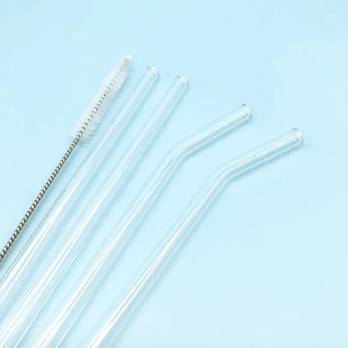 Set de Sorbetes de Vidrio Eco Friendly + Limpiador Transparente