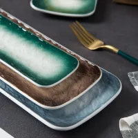 H34A10 - Plato de Presentación Rectangular de Cerámica Diseño Degradé