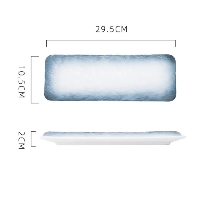 H34A12 - Plato de Presentación Rectangular de Cerámica Diseño Degradé
