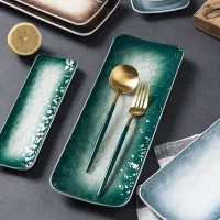 H34A12 - Plato de Presentación Rectangular de Cerámica Diseño Degradé