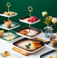 H52 - Bandeja Plato Cuadrados de Presentación de Cerámica Diseño Degradé 3 n