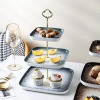 H52 - Bandeja Plato Cuadrados de Presentación de Cerámica Diseño Degradé 3 n