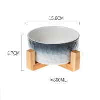 H57 - Bowl de Cerámica con Base de Madera Diseño Degradé