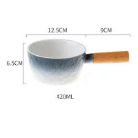 H59 - Bowl de Cerámica con Manija de Madera Diseño Degradé
