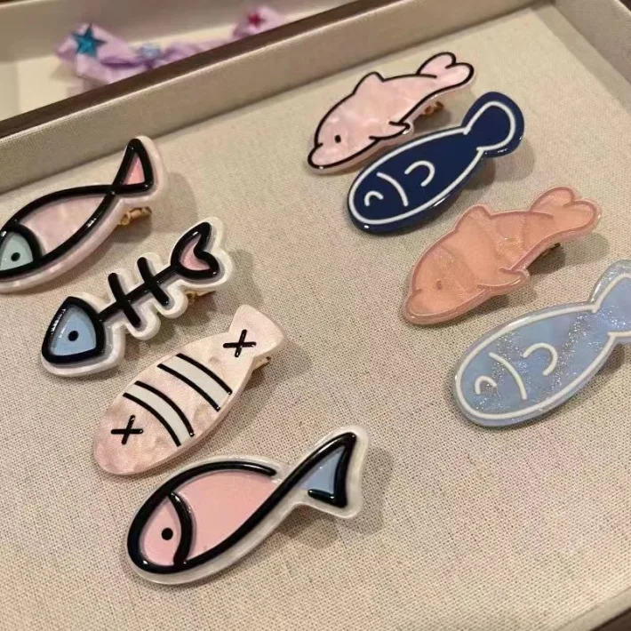 HC408 - Hebilla de Pelo Diseño Fish Cute x 4 Piezas