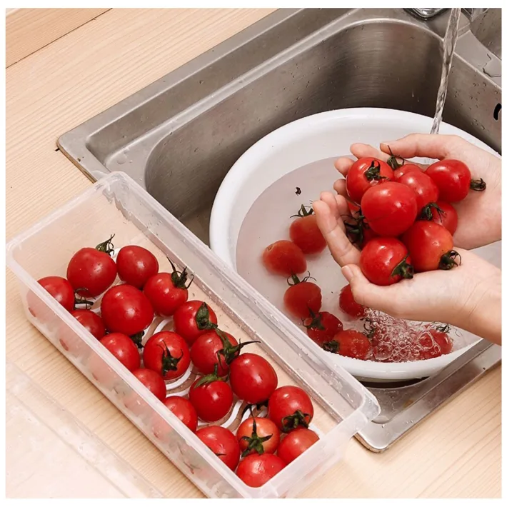 HF-4399 - Organizador de Alimento con Tapa con Rejilla Escurridora 1600ML