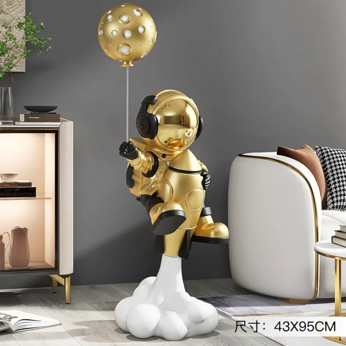 HJ9522-D - Mr. Astronauta Space Cohete Gold Decorativo - 95cm de Altura