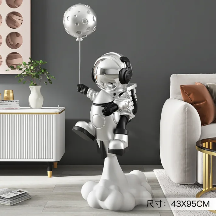 HJ9522-P - Mr. Astronauta Space Cohete Platinum Decorativo - 95cm de Altura