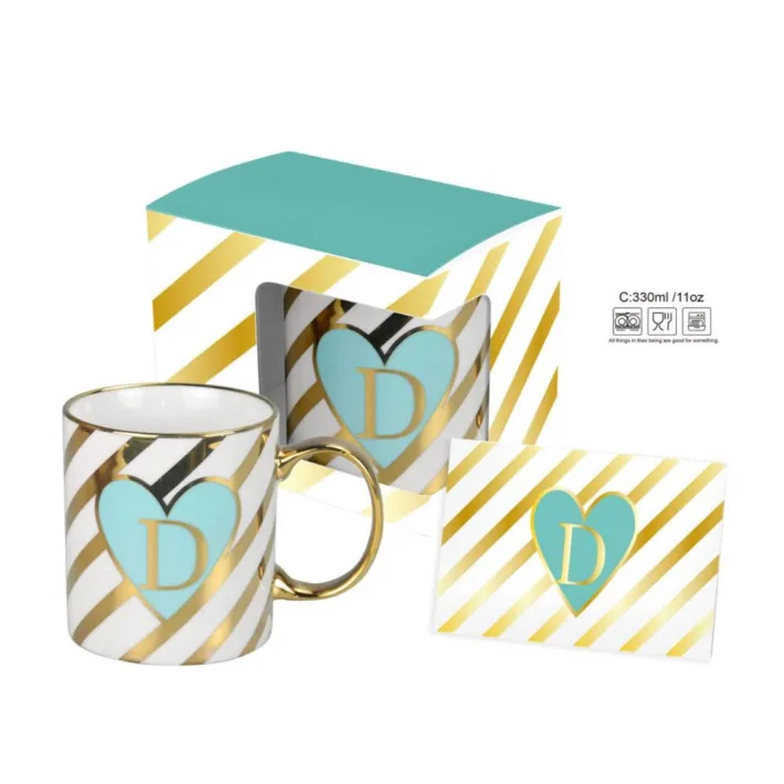 HRC003-D - Taza de Cerámica Letra D + Tarjeta de Regalo