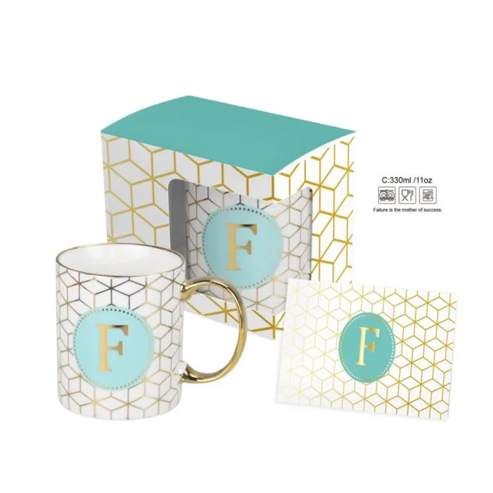 HRC003-F - Taza de Cerámica Letra F + Tarjeta de Regalo
