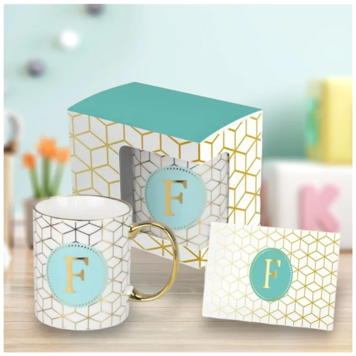 HRC003-F - Taza de Cerámica Letra F + Tarjeta de Regalo