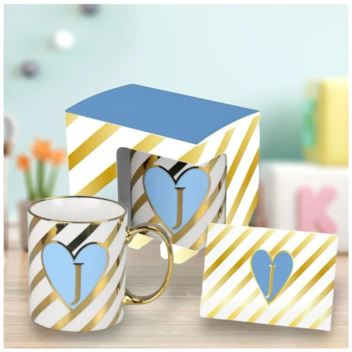 HRC003-J - Taza de Cerámica Letra J + Tarjeta de Regalo